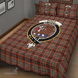Scottish Innes Ancient Clan Tartan Quilt Bed Set - Crest Classic Scottish Plaid Tartan Plaid