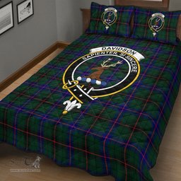 Scottish Davidson Modern Clan Tartan Quilt Bed Set - Crest Classic Scottish Plaid Tartan Plaid