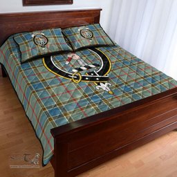 Scottish Balfour Blue Clan Tartan Quilt Bed Set - Crest Classic Scottish Plaid Tartan Plaid
