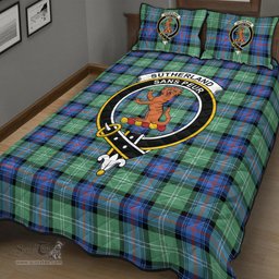 Scottish Sutherland Old Ancient Clan Tartan Quilt Bed Set - Crest Classic Scottish Plaid Tartan Plaid