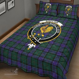 Scottish Sinclair Hunting Modern Clan Tartan Quilt Bed Set - Crest Classic Scottish Plaid Tartan Plaid