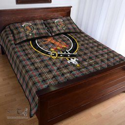 Scottish Sutherland Weathered Clan Tartan Quilt Bed Set - Crest Classic Scottish Plaid Tartan Plaid