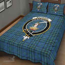Scottish Matheson Hunting Ancient Clan Tartan Quilt Bed Set - Crest Classic Scottish Plaid Tartan Plaid