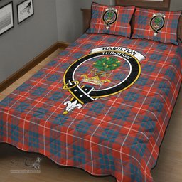 Scottish Hamilton Ancient Clan Tartan Quilt Bed Set - Crest Classic Scottish Plaid Tartan Plaid