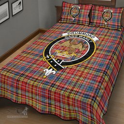 Scottish Drummond of Strathallan Clan Tartan Quilt Bed Set - Crest Classic Scottish Plaid Tartan Plaid