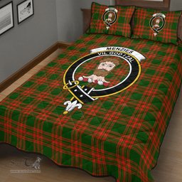 Scottish Menzies Green Modern Clan Tartan Quilt Bed Set - Crest Classic Scottish Plaid Tartan Plaid