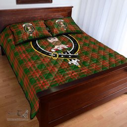 Scottish Menzies Green Modern Clan Tartan Quilt Bed Set - Crest Classic Scottish Plaid Tartan Plaid
