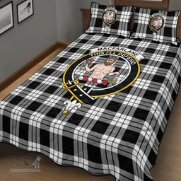 Scottish MacFarlane Black White Clan Tartan Quilt Bed Set - Crest Classic Scottish Plaid Tartan Plaid