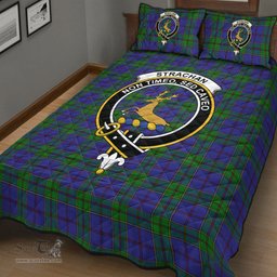Scottish Strachan Clan Tartan Quilt Bed Set - Crest Classic Scottish Plaid Tartan Plaid