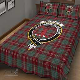 Scottish Crawford Modern Clan Tartan Quilt Bed Set - Crest Classic Scottish Plaid Tartan Plaid