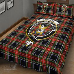 Scottish Stewart Black Clan Tartan Quilt Bed Set - Crest Classic Scottish Plaid Tartan Plaid