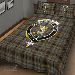 Scottish Stewart Hunting Weathered Clan Tartan Quilt Bed Set - Crest Classic Scottish Plaid Tartan Plaid