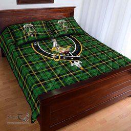 Scottish Wallace Hunting Green Clan Tartan Quilt Bed Set - Crest Classic Scottish Plaid Tartan Plaid