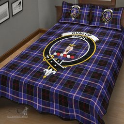 Scottish Dunlop Modern Clan Tartan Quilt Bed Set - Crest Classic Scottish Plaid Tartan Plaid