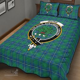 Scottish Irvine Ancient Clan Tartan Quilt Bed Set - Crest Classic Scottish Plaid Tartan Plaid