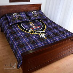 Scottish Dunlop Modern Clan Tartan Quilt Bed Set - Crest Classic Scottish Plaid Tartan Plaid