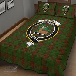 Scottish Maxwell Hunting Clan Tartan Quilt Bed Set - Crest Classic Scottish Plaid Tartan Plaid