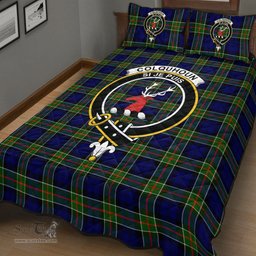 Scottish Colquhoun Modern Clan Tartan Quilt Bed Set - Crest Classic Scottish Plaid Tartan Plaid