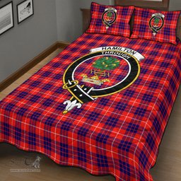 Scottish Hamilton Modern Clan Tartan Quilt Bed Set - Crest Classic Scottish Plaid Tartan Plaid