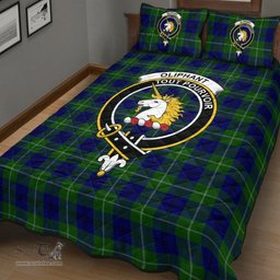 Scottish Oliphant Modern Clan Tartan Quilt Bed Set - Crest Classic Scottish Plaid Tartan Plaid