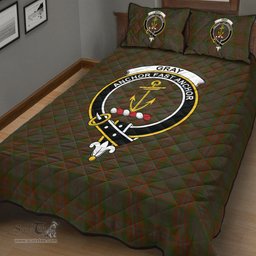 Scottish Gray Clan Tartan Quilt Bed Set - Crest Classic Scottish Plaid Tartan Plaid
