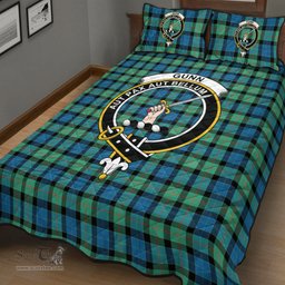 Scottish Gunn Ancient Clan Tartan Quilt Bed Set - Crest Classic Scottish Plaid Tartan Plaid