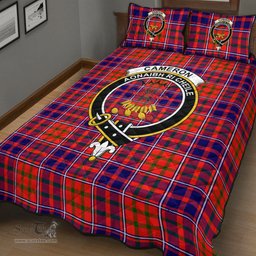 Scottish Cameron of Lochiel Modern Clan Tartan Quilt Bed Set - Crest Classic Scottish Plaid Tartan Plaid