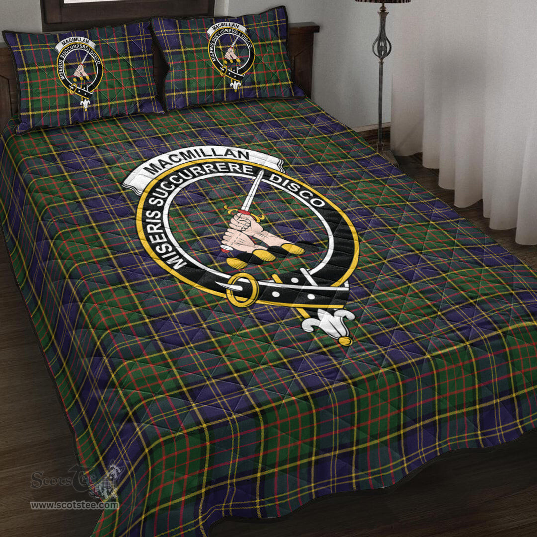 Scottish MacMillan Hunting Modern Clan Tartan Quilt Bed Set - Crest Classic Scottish Plaid Tartan Plaid
