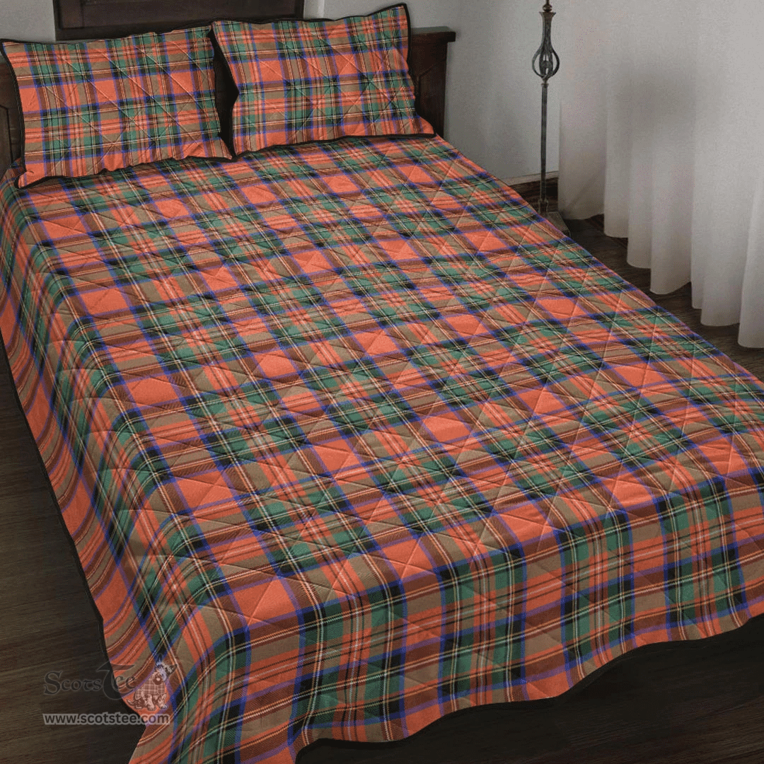 Scottish Stewart Royal Ancient Clan Tartan Quilt Bed Set - Classic Scottish Plaid Tartan Plaid