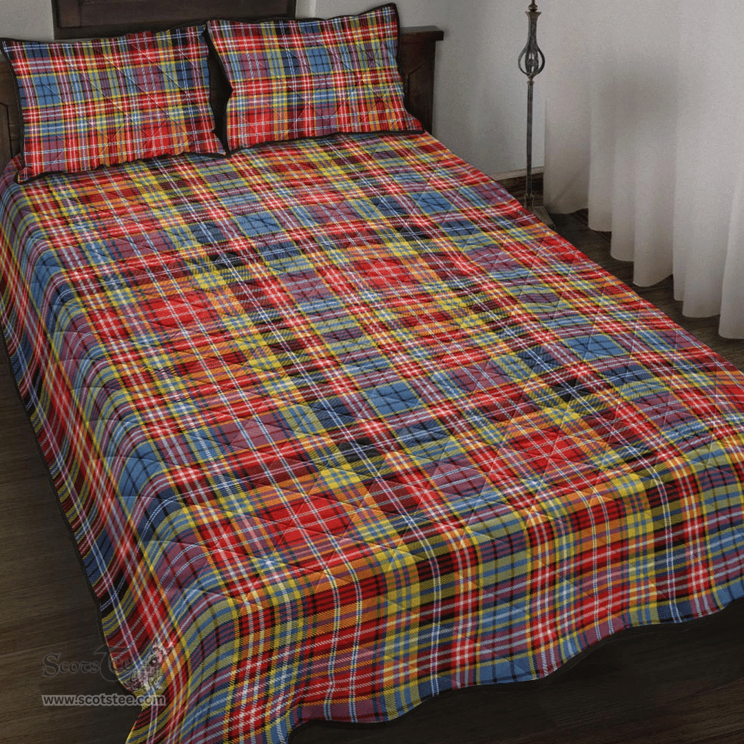 Scottish Drummond of Strathallan Clan Tartan Quilt Bed Set - Classic Scottish Plaid Tartan Plaid