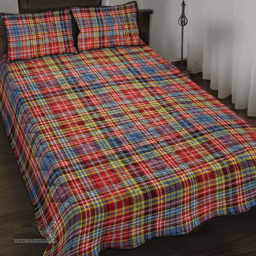 Scottish Drummond of Strathallan Clan Tartan Quilt Bed Set - Classic Scottish Plaid Tartan Plaid
