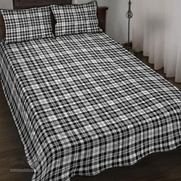 Scottish Scott Black & White Modern Clan Tartan Quilt Bed Set - Classic Scottish Plaid Tartan Plaid