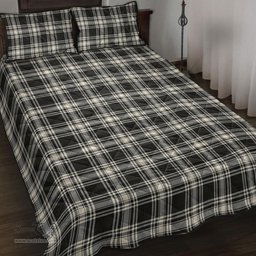 Scottish Menzies Black & White Ancient Clan Tartan Quilt Bed Set - Classic Scottish Plaid Tartan Plaid