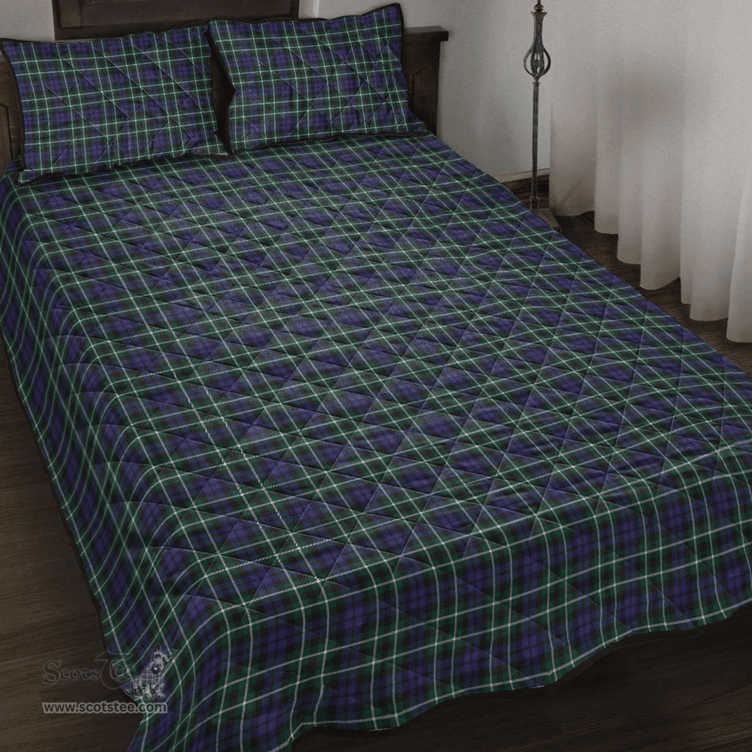 Scottish Graham of Montrose Modern Clan Tartan Quilt Bed Set - Classic Scottish Plaid Tartan Plaid
