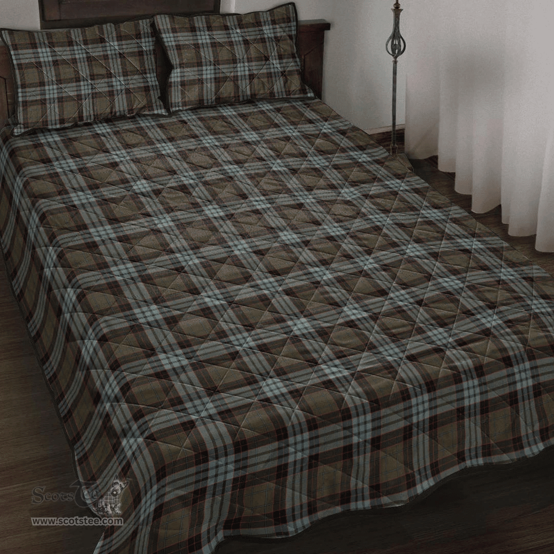 Scottish Stewart Old Weathered Clan Tartan Quilt Bed Set - Classic Scottish Plaid Tartan Plaid