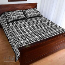 Scottish Scott Black & White Modern Clan Tartan Quilt Bed Set - Classic Scottish Plaid Tartan Plaid