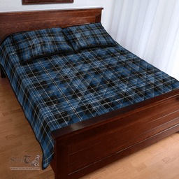 Scottish Clergy Blue Clan Tartan Quilt Bed Set - Classic Scottish Plaid Tartan Plaid