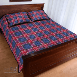 Scottish Graham of Menteith Red Clan Tartan Quilt Bed Set - Classic Scottish Plaid Tartan Plaid
