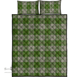 Scottish Cunningham Dress Green Dancers Clan Tartan Quilt Bed Set - Classic Scottish Plaid Tartan Plaid