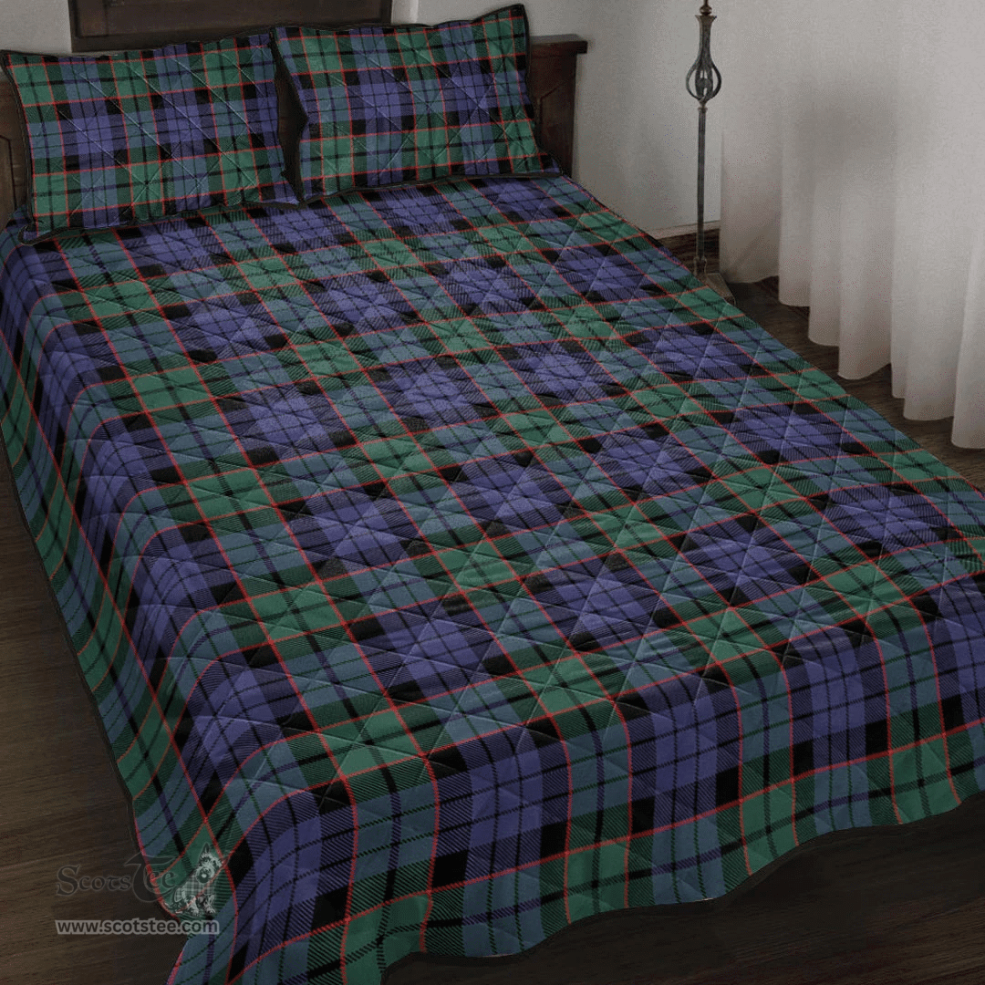 Scottish Fletcher Modern Clan Tartan Quilt Bed Set - Classic Scottish Plaid Tartan Plaid