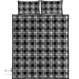 Scottish Menzies Black & White Modern Clan Tartan Quilt Bed Set - Classic Scottish Plaid Tartan Plaid