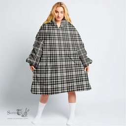 Scottish Scott Black & White Ancient Clan Tartan Oversized Blanket Hoodie - Classic Scottish Plaid Tartan Plaid