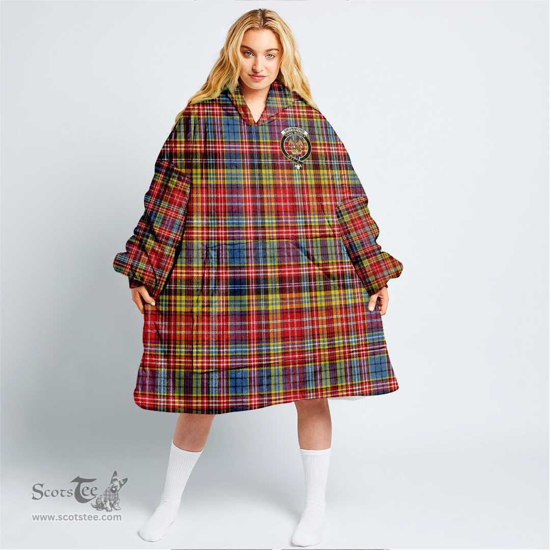 Scottish Drummond of Strathallan Clan Tartan Oversized Blanket Hoodie - Crest Scottish Plaid Tartan Plaid