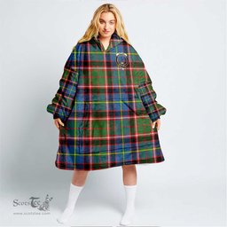 Scottish Stirling & Bannockburn District Clan Tartan Oversized Blanket Hoodie - Crest Scottish Plaid Tartan Plaid