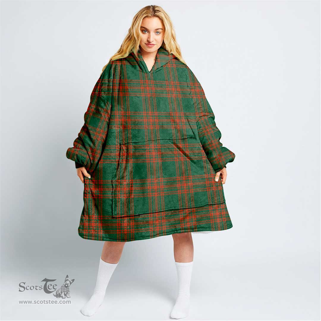 Scottish Menzies Green Ancient Clan Tartan Oversized Blanket Hoodie - Classic Scottish Plaid Tartan Plaid