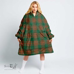 Scottish Menzies Green Ancient Clan Tartan Oversized Blanket Hoodie - Classic Scottish Plaid Tartan Plaid