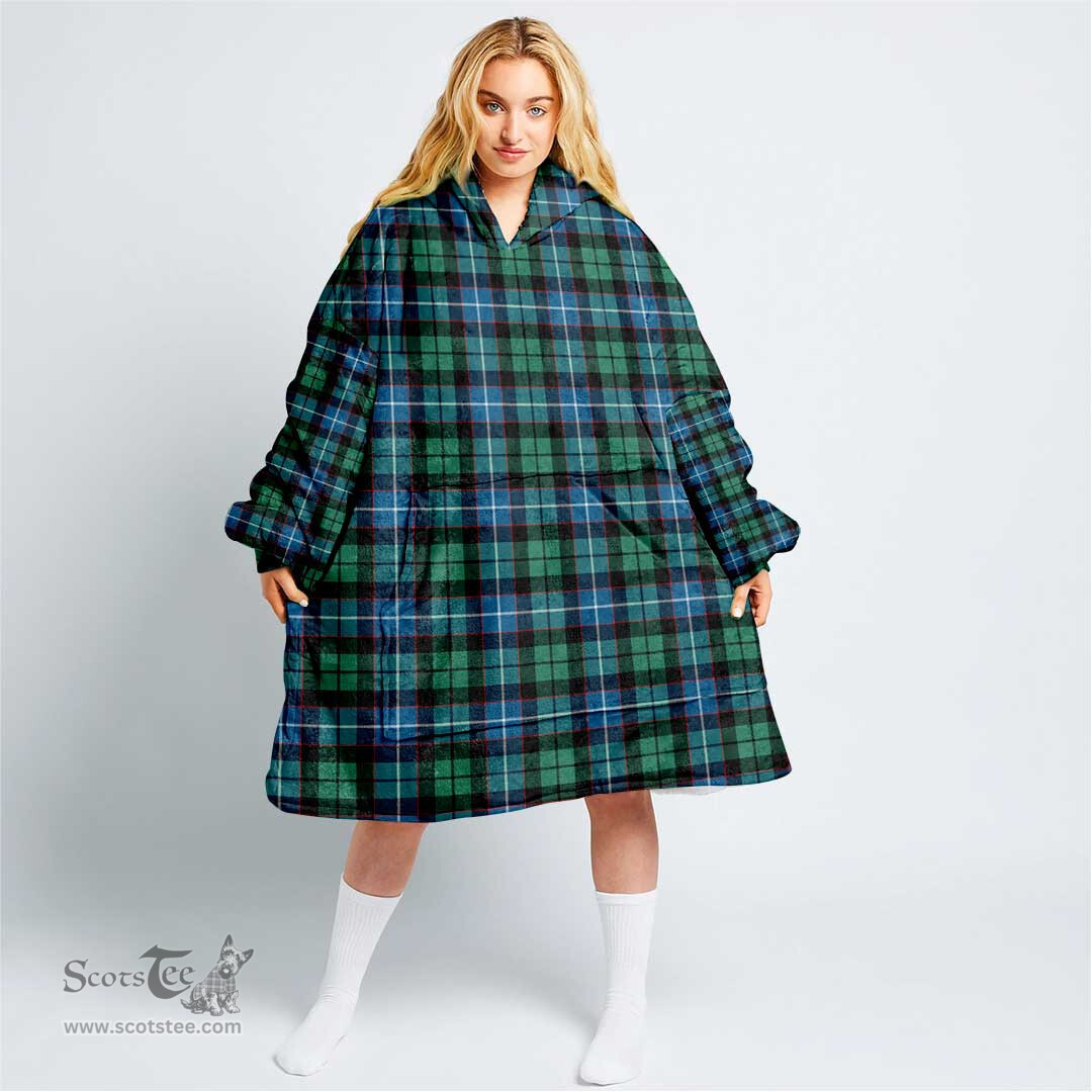 Scottish Galbraith Ancient Clan Tartan Oversized Blanket Hoodie - Classic Scottish Plaid Tartan Plaid