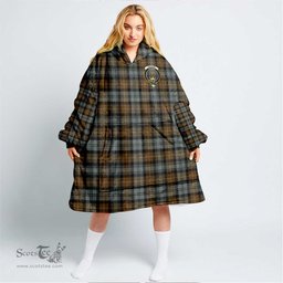Scottish Gordon Weathered Clan Tartan Oversized Blanket Hoodie - Crest Scottish Plaid Tartan Plaid