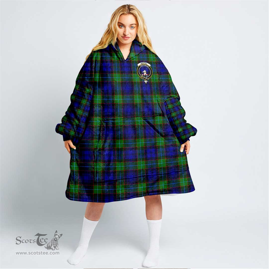 Scottish Sempill Modern Clan Tartan Oversized Blanket Hoodie - Crest Scottish Plaid Tartan Plaid