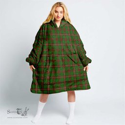 Scottish MacKinnon Hunting Modern Clan Tartan Oversized Blanket Hoodie - Classic Scottish Plaid Tartan Plaid